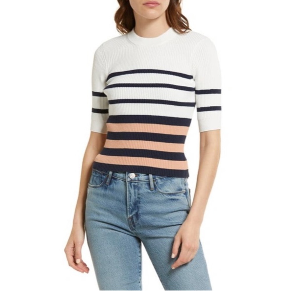 Frame Short Sleeve Ribbed Sweater Size Medium - Picture 10 of 10